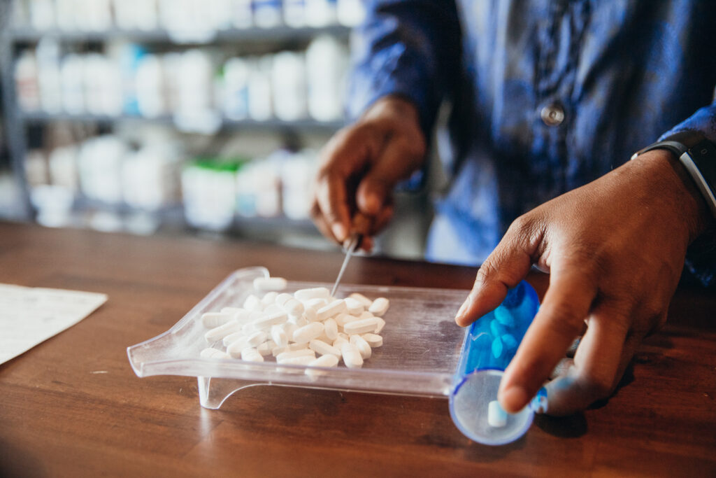 pharmacy technician working with medication